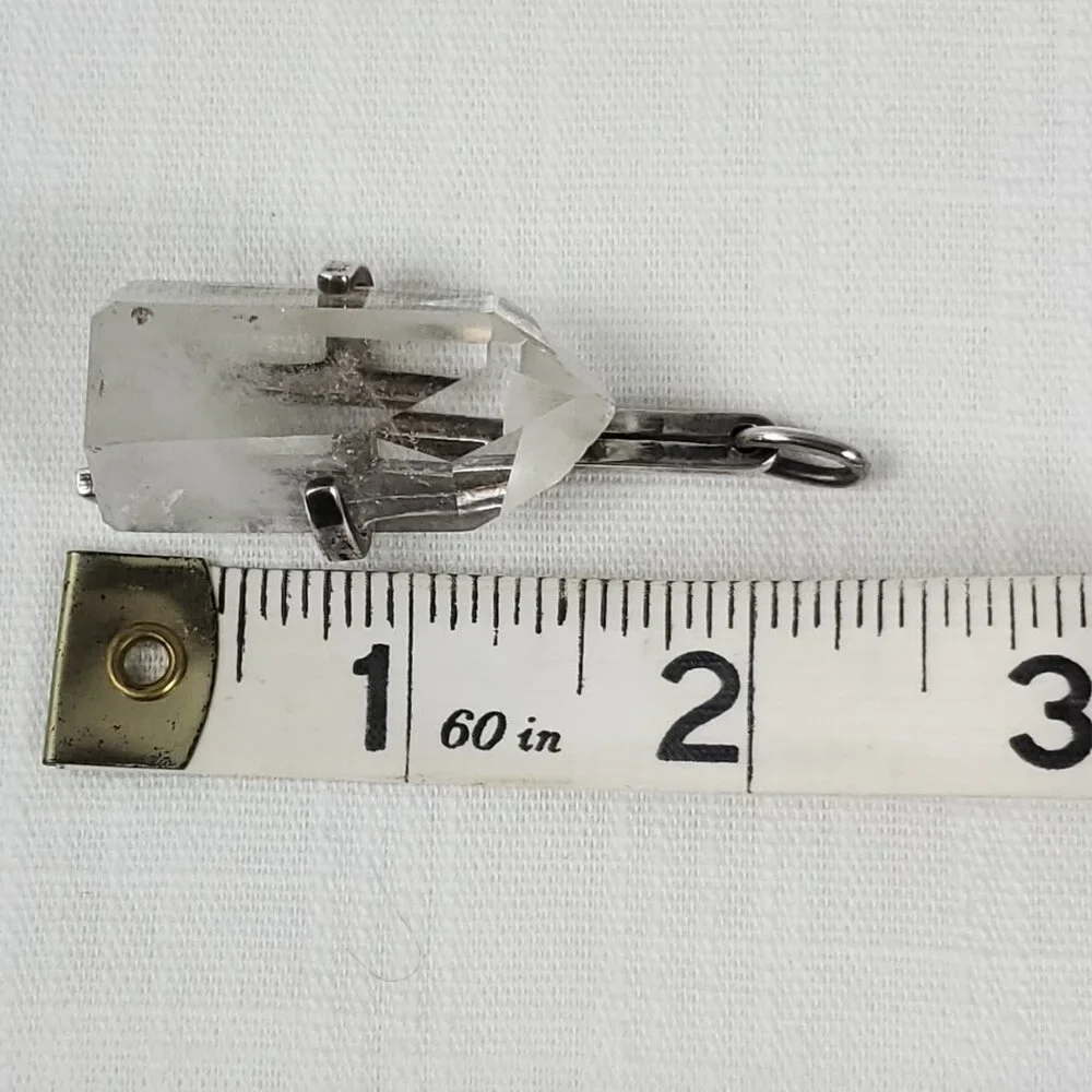 Gorgeous Large Crystal Quartz Pendant W/Sterling Silver 925 Crystal Holder - Picture 6 of 8